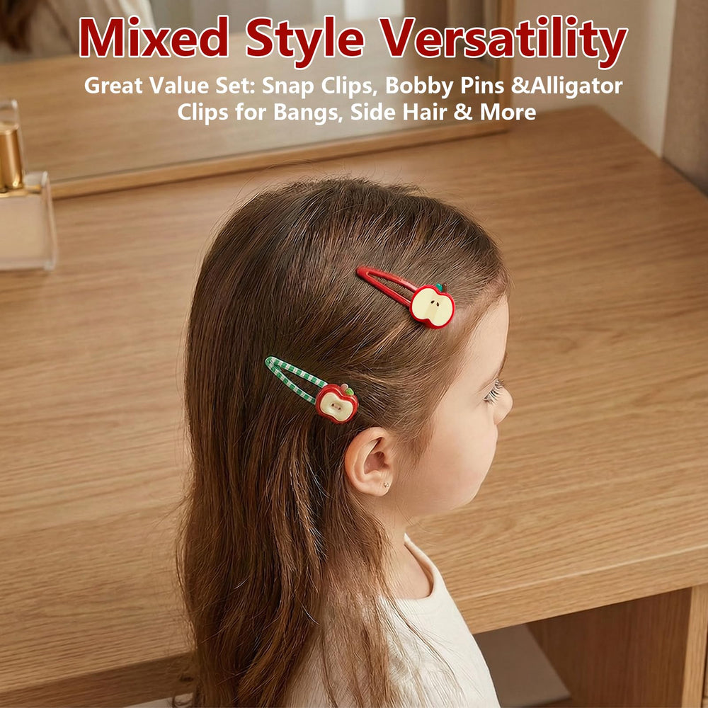 Bmpzery green apple bobby pins in hand showing size and lightweight hold
