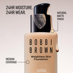 Bobbi Brown close-up on skin showing pore-blurring coverage and smoother matte finish benefit