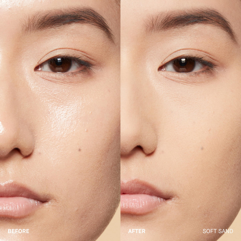 Bobbi Brown powder texture close-up showing fine milled particles for seamless blend