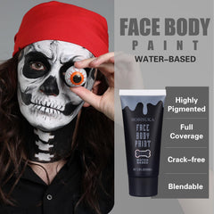 BOBISUKA black face paint on model showing dramatic contrast benefit