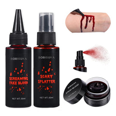 BOBISUKA front packaging showing three fake blood bottles and labels for quick selection