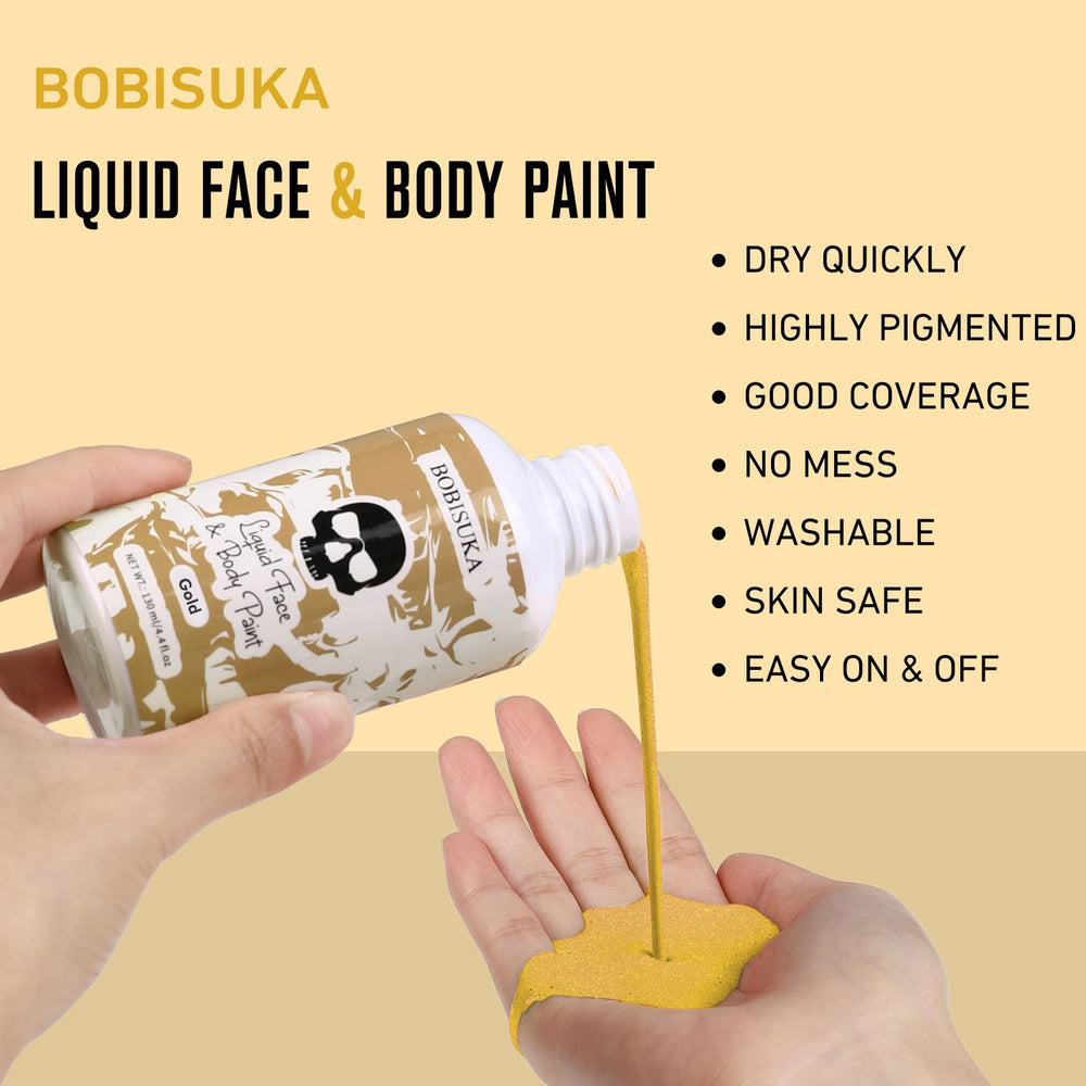BOBISUKA gold paint texture pour close-up revealing creamy metallic finish