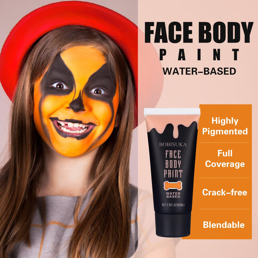 BOBISUKA orange paint sponged onto skin showing even, full coverage