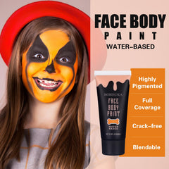 BOBISUKA orange paint sponged onto skin showing even, full coverage