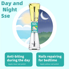 bobknow child applying polish supervised to discourage biting and build better habits