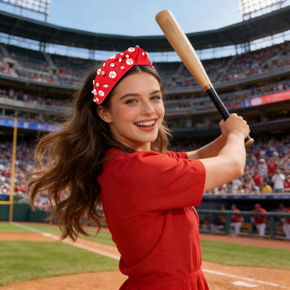 boderier top knot and baseball charms showcasing playful themed accents