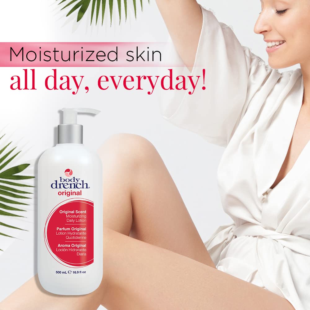 Body Drench lotion texture spread on hand showing lightweight absorption benefit