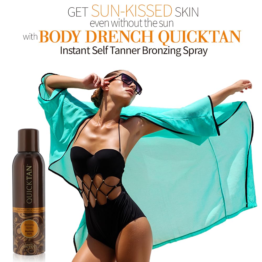 Body Drench application on leg demonstrating even, streak-free bronze result