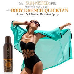 Body Drench application on leg demonstrating even, streak-free bronze result