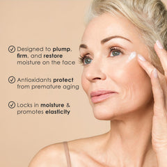 BODY FIRM applied to model neck, illustrates smoothing benefit and real-world use