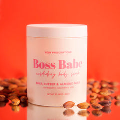 Body Prescriptions close-up of scrub texture revealing fine salt grit and moisturizing feel
