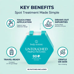 Body Restore dispenser detail highlighting no-touch feature for cleaner use