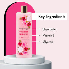 Bodycology ingredients panel close-up emphasizing product origin and key components