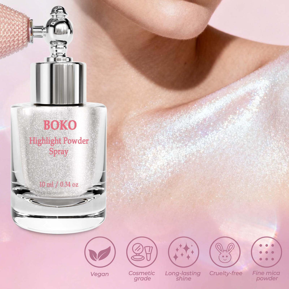 Boko close-up of spray nozzle delivering even glitter for easy application