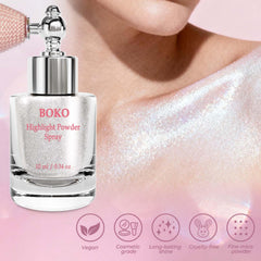 Boko close-up of spray nozzle delivering even glitter for easy application