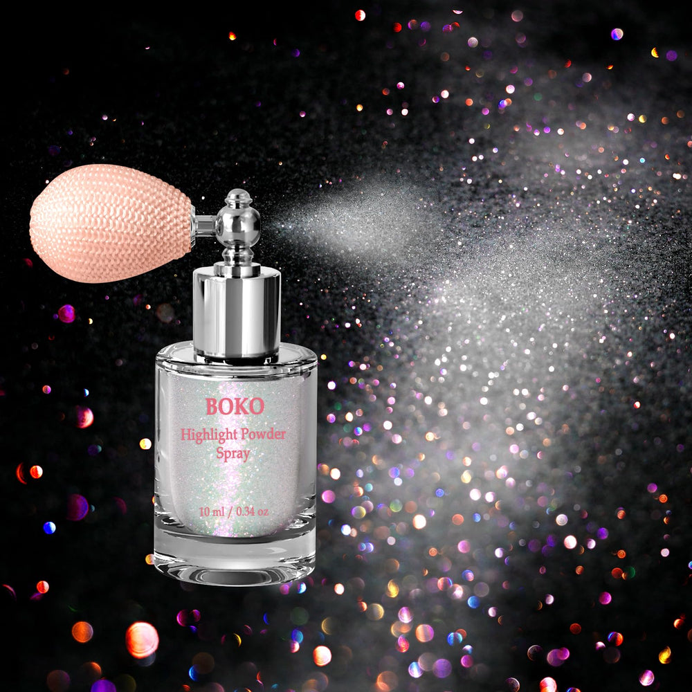 Boko front bottle glitter spray showing compact festival-ready design and portability