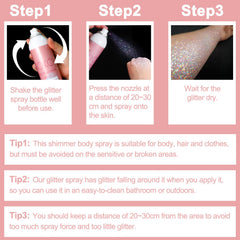 Boko label close-up listing volume and cosmetic-grade glitter benefit