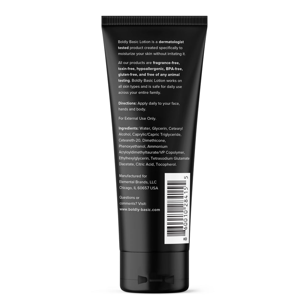 Boldly Basic lotion texture close-up highlighting non-greasy, fast-absorbing finish