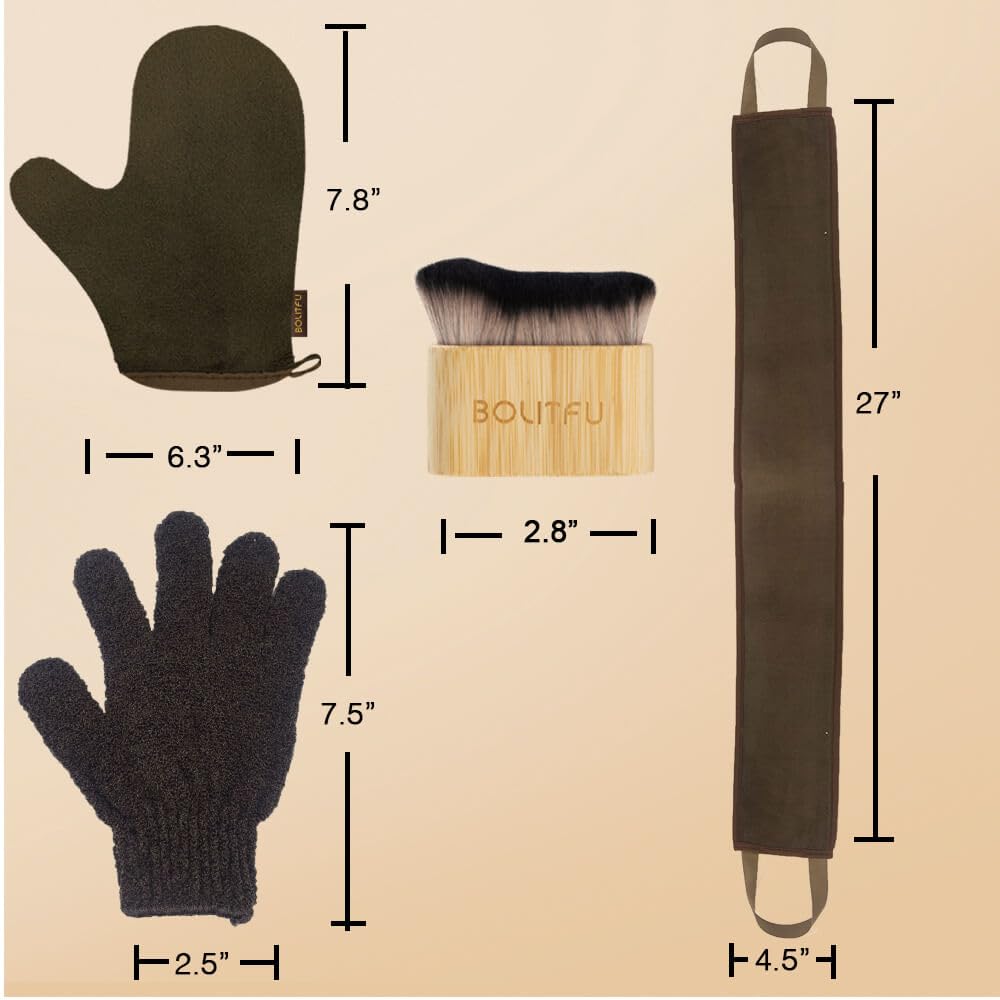BOLITFU exfoliating glove detail buffs skin to create a smooth base
