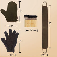 BOLITFU exfoliating glove detail buffs skin to create a smooth base