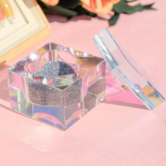 BOMOQING front view of square crystal dappen dish showing elegant finish and stability