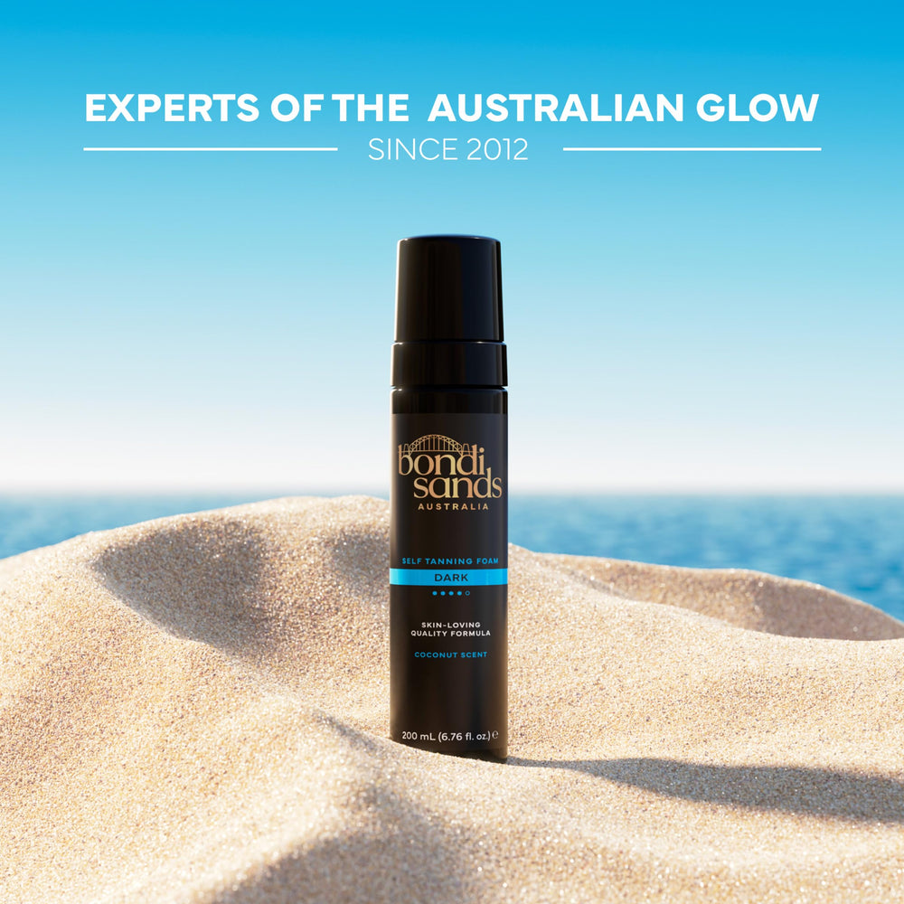 Bondi Sands foam amount beside wrist to show precise dosing advantage