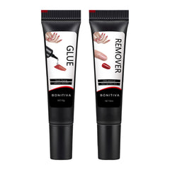 BONITIVA front packaging showing 10g glue and 10ml remover for quick at-home nails