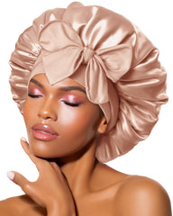 BONNET QUEEN front view of champagne bonnet showing elegant fit and protection