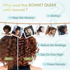 BONNET QUEEN model sleeping wearing bonnet demonstrating overnight protection