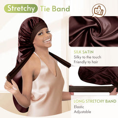 BONNET QUEEN worn on model with braids demonstrating secure all-night hold