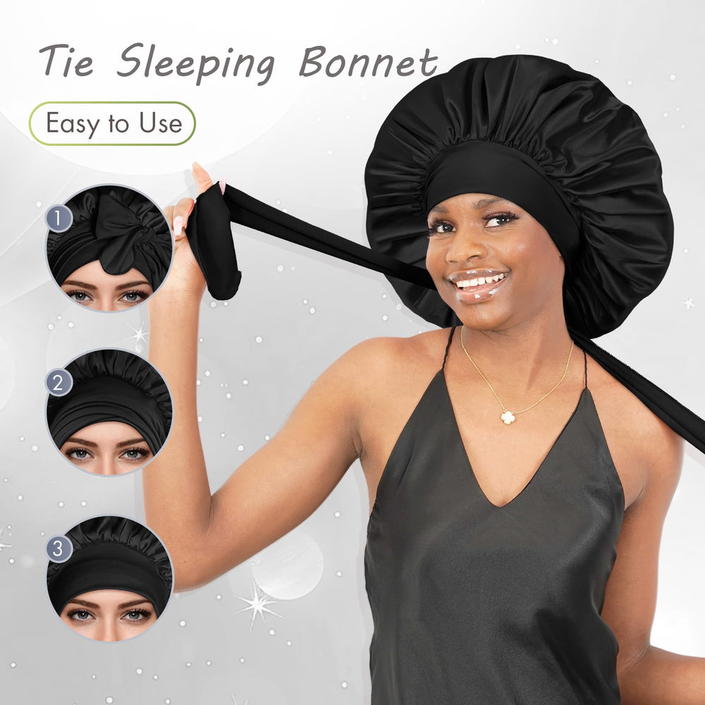 BONNET QUEEN worn by model with curly hair showing roomy interior and comfort