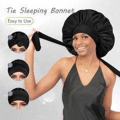 BONNET QUEEN worn by model with curly hair showing roomy interior and comfort