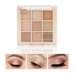 Boobeen palette front open showing nine neutral shades and compact mirror benefits versatility