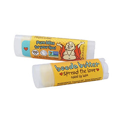 Booda Organics lip balm tube front view showing compact unscented balm for everyday hydration