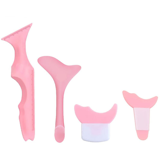 Booge front view of four pink silicone stencils showing kit benefits