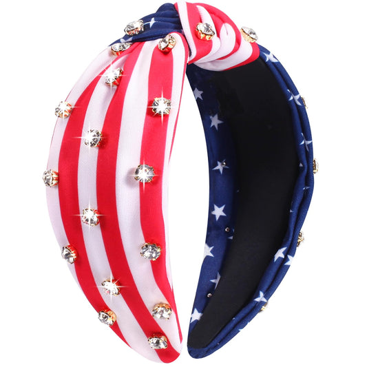 Bookay front view headband showing flag design and sparkle benefits