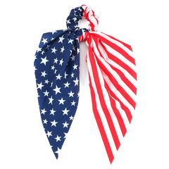 Bookay group view of red white blue scrunchies showing variety and convenience