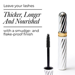 Borghese mascara before and after lashes illustrating added length and volume instantly