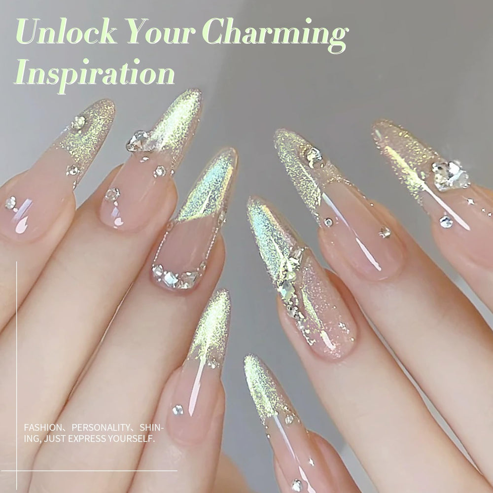 BORN PRETTY polish applied on a nail tip showing precise cat-eye effect and salon look