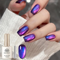 BORN PRETTY front bottle showing blueberry cat eye gel and glossy finish