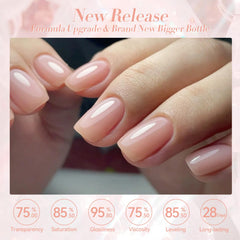 Born Pretty brush swatch on card showing buildable jelly nude color for accurate shade preview