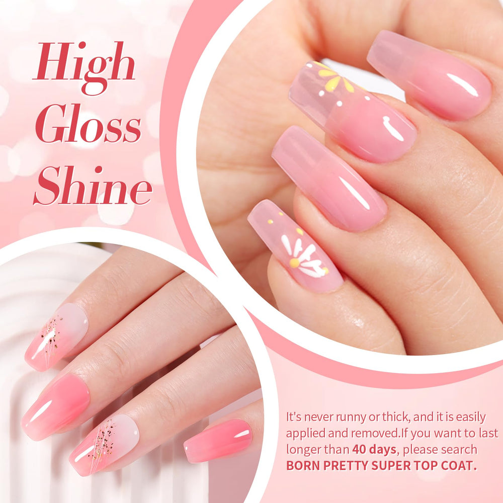 Born Pretty brush stroke texture showing sheer jelly finish and buildable opacity benefit