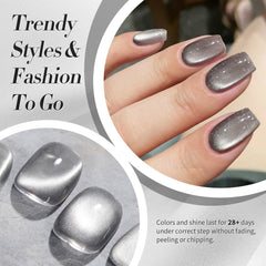 Born Pretty nail displaying cat-eye effect delivering reflective, salon-quality benefit