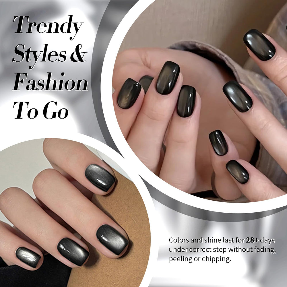 born pretty magnetic cat eye effect on nail showing reflective band