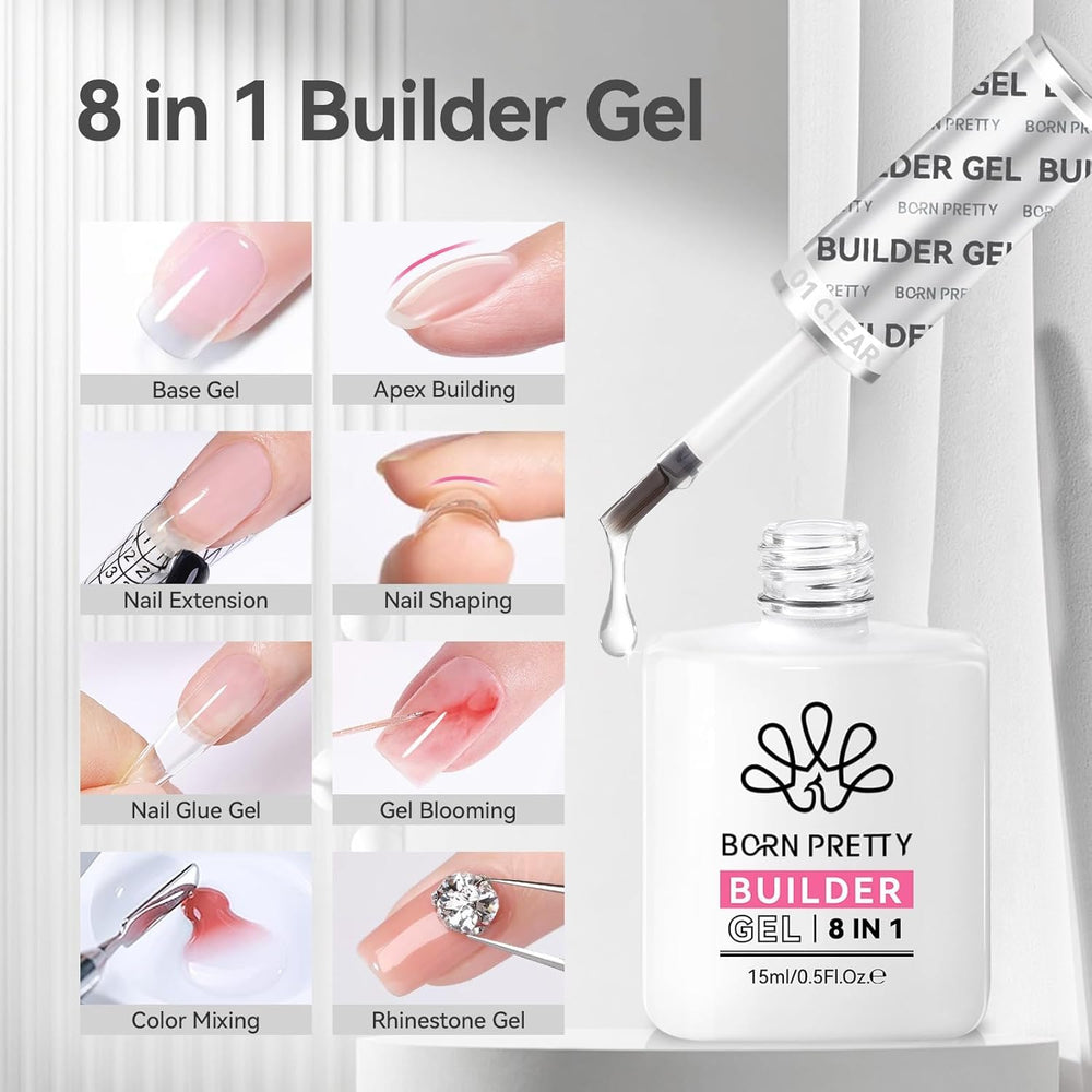 Born Pretty clear builder gel texture close-up demonstrating smooth self-leveling benefit