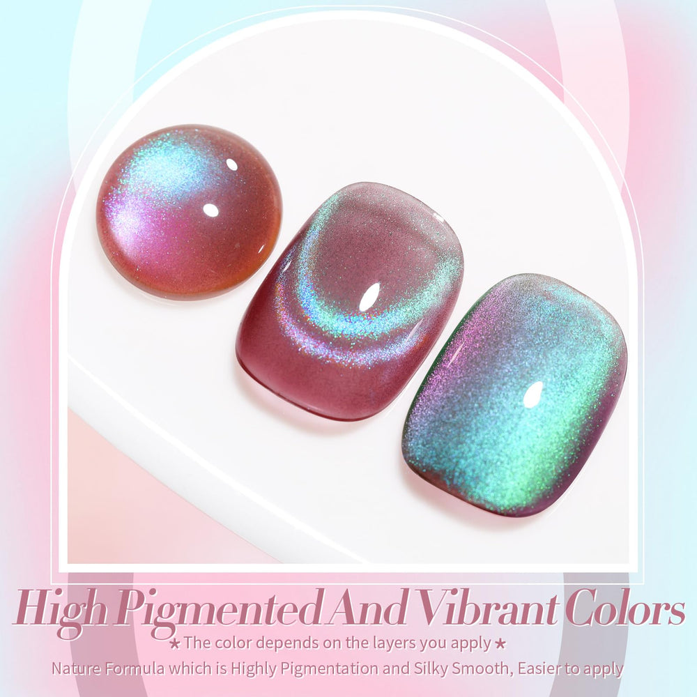BORN PRETTY magnet held over wet gel creating cat eye stripe for instant effect