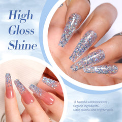 Born Pretty nails under flash showing holographic rainbow reflections benefit