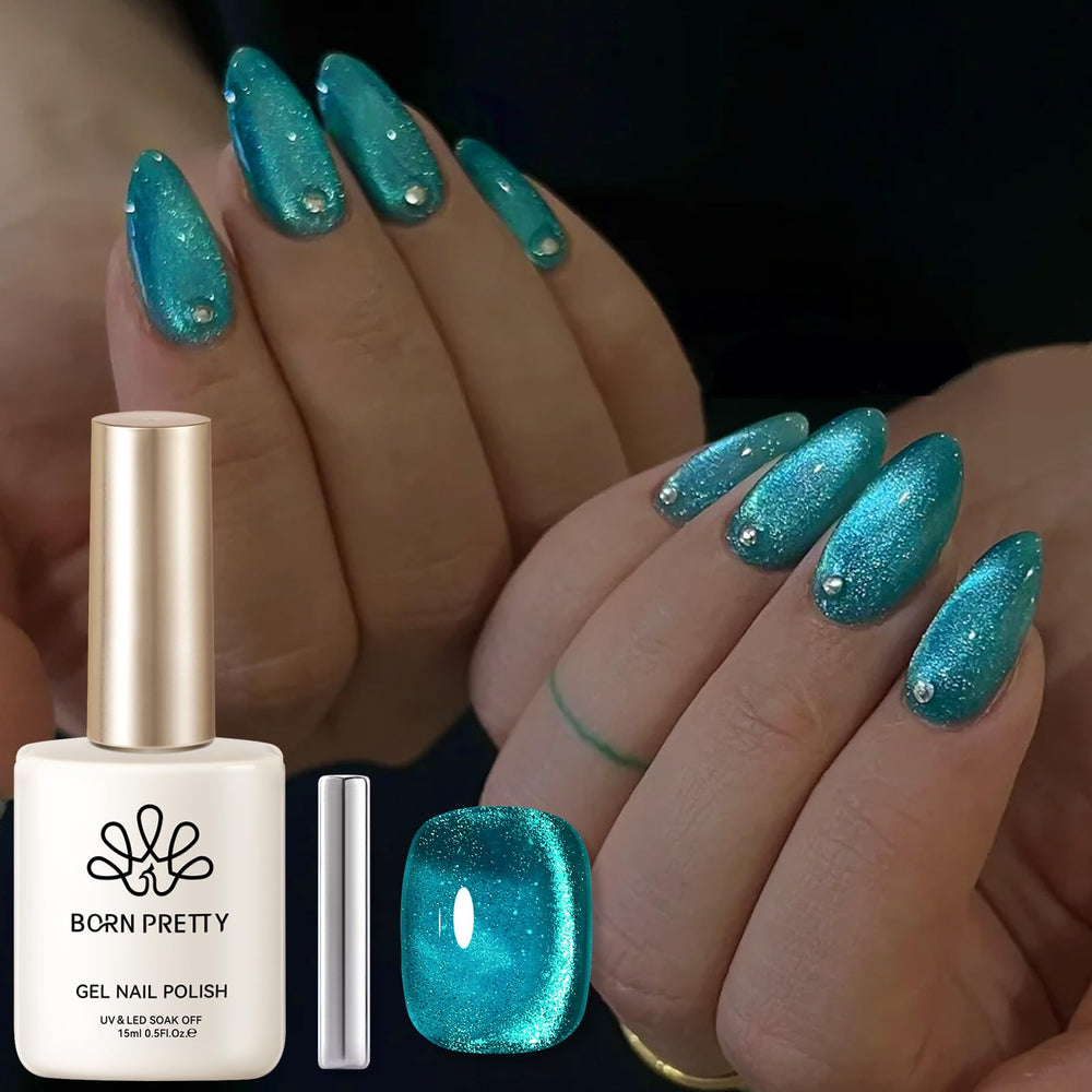 Born Pretty front bottle showing blue Melbourne shade and glossy finish benefits