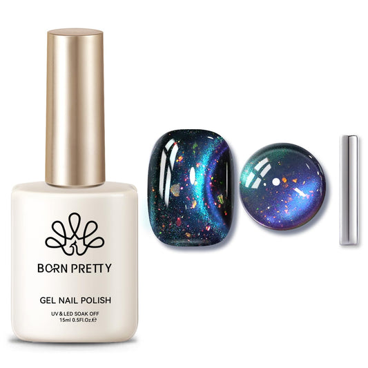 BORN PRETTY bottle front view showing blue starry sky polish and glossy finish