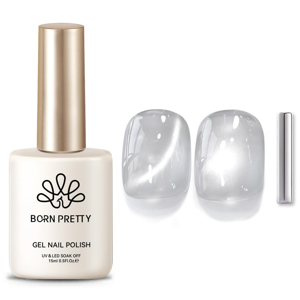 Born Pretty front bottle showing flowing light white shade and gloss benefit